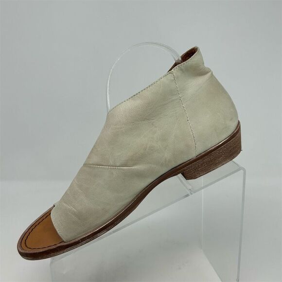 Free People Mont Blanc White Cream Leather Heeled Sandals Size 40 (US 10) - Picture 3 of 13